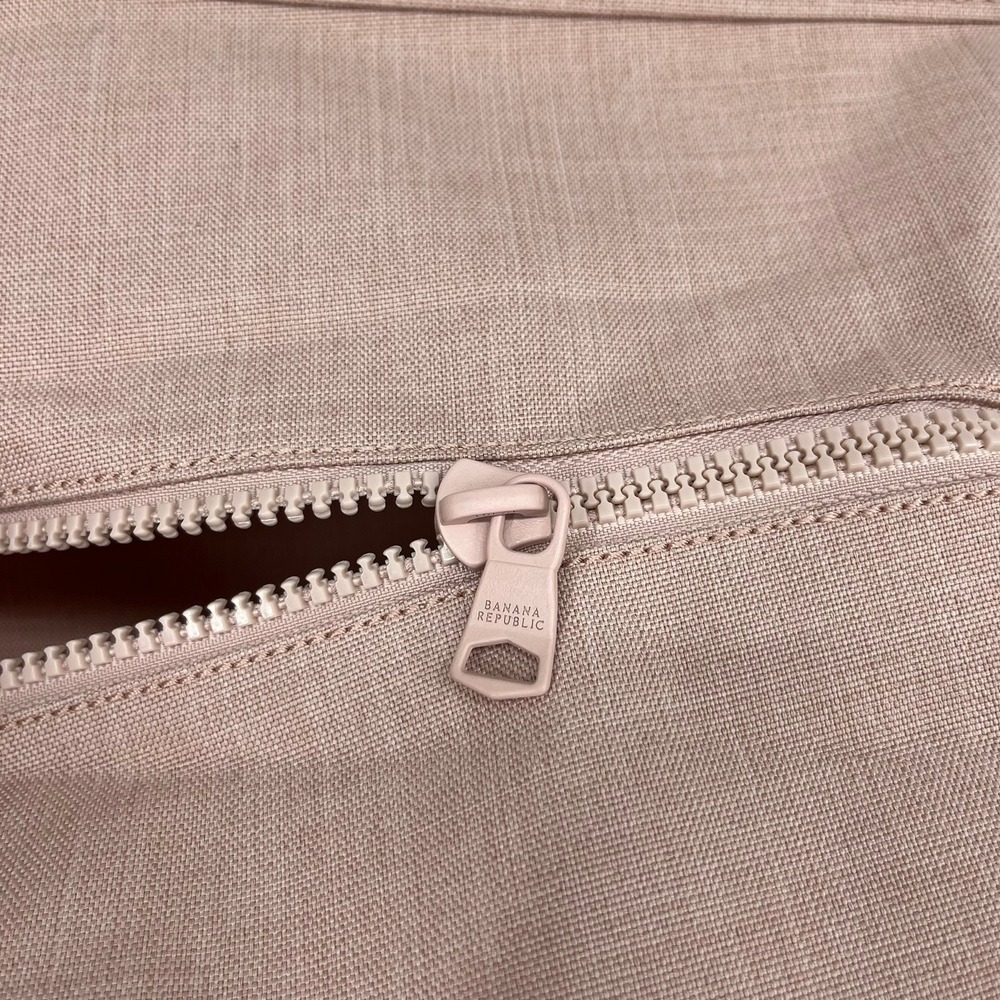 Banana Republic Mauve Pink Canvas Zip Top Tote Bag with Leather Handle Accents - Picture 11 of 12